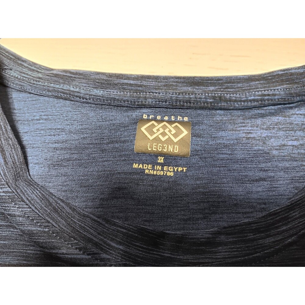 LEG3ND Legend Breathe Men’s T-Shirt Performance Top Heathered Blue Size 3X - Picture 3 of 15